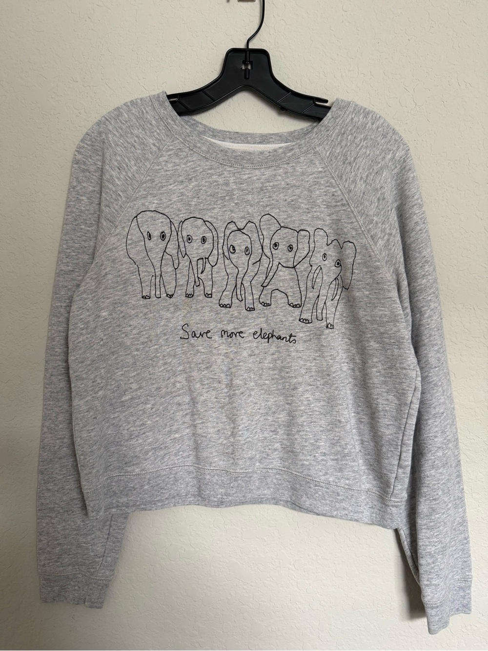 J.Crew The David Sheldrick Wildlife Trust Elephants Sweatshirt Size S Cotton